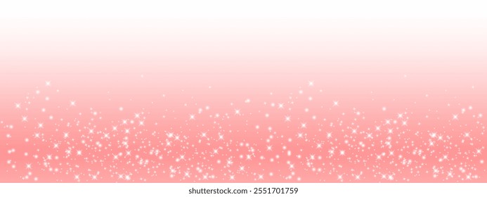 Pink glittering vector dust background. Glittering white lights. Party glow particle. Magic star effect. Vector white stars sparkle on transparent background