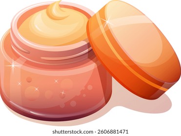 pink glittery cream jar with open lid