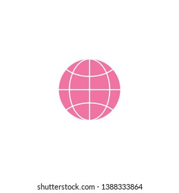 pink globe vector on a white background