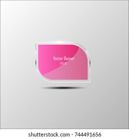 Pink glossy banner vector.