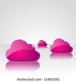 Pink glossy clouds background with place for text