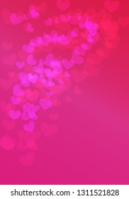 Pink glossy glitter hearts one side frame bokeh texture - abstract photo background