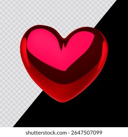 Coração brilhante rosa. Sentimentos e romance icon.3D renderizar estilo em fundo transparente. Para fundos escuros e brilhantes.
