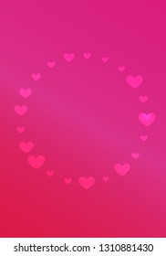 Pink glossy hearts one side frame bokeh texture abstract photo background