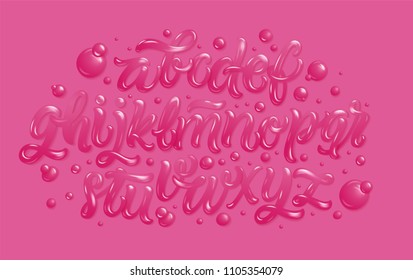 Pink glossy letters. Vector illustration. 