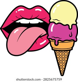 Pink glossy lips and