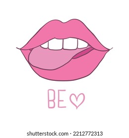 Pink Glossy Lips White Teeth Beautiful Stock Vector (Royalty Free ...