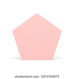 Pink glossy pentagonal vertical wall basic foundation geometric minimalist shape design realistic vector illustration. Polygonal decorative platform angular architecture premium block stage isolated