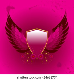 Pink glossy shield and wings