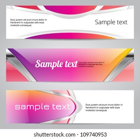 Pink glossy pink vector banners
