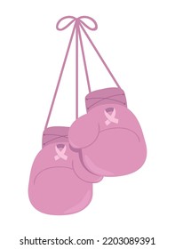 pink gloves breast cancer awareness isolated icon