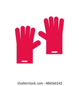 Pink gloves for cleaning icon in flat style isolated on white background. Accessory symbol vector illustration