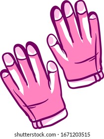 Guantes rosas, ilustración, vector sobre fondo blanco.
