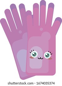Pink gloves, illustration, vector on white background.