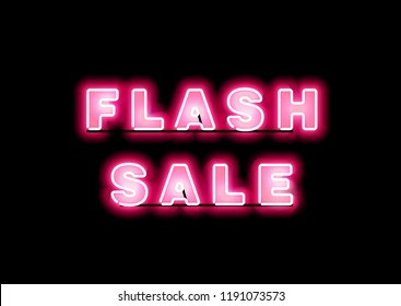 Pink Glow Neon Flash Sale Banner. Advertising signage for promotion flash sale offer, this design brings the pink color to attract the eye visually and keep fashioning with the vintage element.