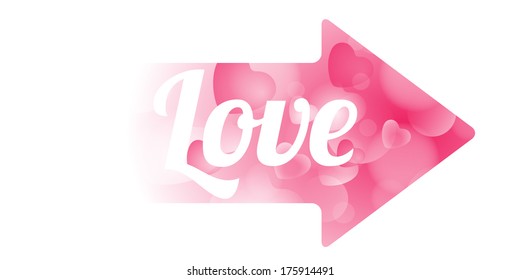 Pink glowing arrow. Love direction. Good for Valentine's day design.