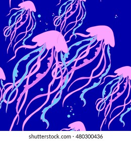 Pink Glowing Jellyfish Pattern