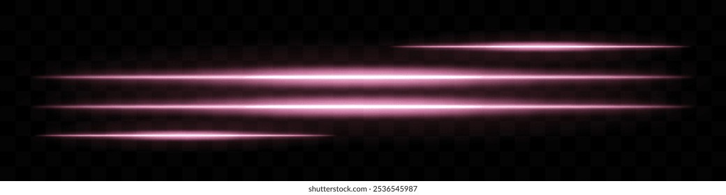 Pink glowing light streaks. Horizontal beams, abstract, bright lines, radiant, luminous, futuristic, shine, dynamic motion, optical flare, energy, neon, glow effect.