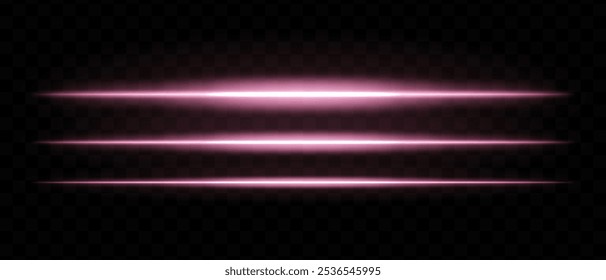 Pink glowing light streaks. Horizontal beams, neon, abstract, bright lines, futuristic, energy, dynamic motion, shine, luminous effect, optical flare, laser, electric.