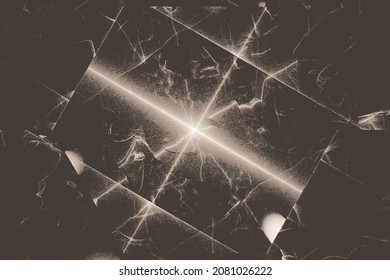 Pink glowing pattern made of curved lines and a rectangle. Abstract vector image.