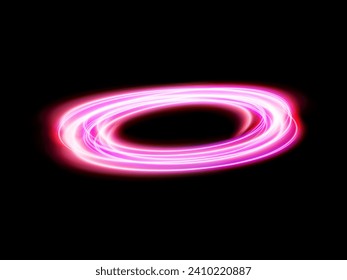 Pink glowing shiny lines effect black background. Luminous white lines of speed. Light glowing effect. Light trail wave, fire path trace line and incandescence curve twirl.