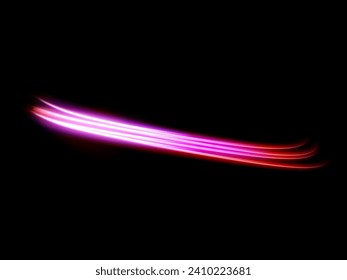 Pink glowing shiny lines effect vector background. Luminous pink lines of speed. Light glowing effect. Light trail wave, fire path trace line and incandescence curve twirl.