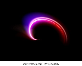 Pink glowing shiny lines effect vector background. Luminous pink lines of speed. Light glowing effect. Light trail wave, fire path trace line and incandescence curve twirl.