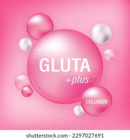 Pink glutathione pack with capsule and the third ingredient can be separated. Substance For Beauty and Cosmetic