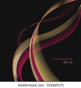 Pink and Gold abstract lines. Digital waves background. Vector eps 10