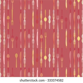 Pink and gold abstract seamless pattern. Silverware background.