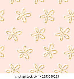 Pink gold background, gold flowers on a light pink background. Pastel pink gold abstract.