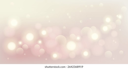 pink and gold bokeh background. Holiday glowing white lights with sparkles. Festive defocused lights. Eps 10