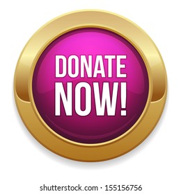 Pink gold donate now button.