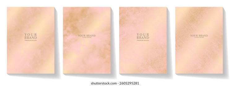 Pink and gold elegant cover design set. Modern Luxury vector art background. Premium fashionable template for cover design, invitation, flyer, wedding card, note book, menu design.	