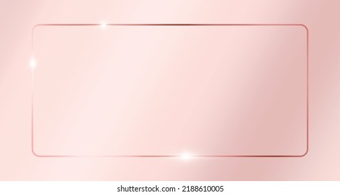 Pink gold empty frame for text, Premium rose gold border wedding card template. VIP design. Valentine's Day card or wedding invitation frame design. Pink gold vector. Gradient texture.