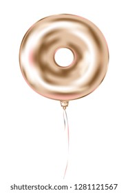 Pink Gold Foil O-letter Balloon, metallic donut. Image birthday celebration, social party and any holiday events