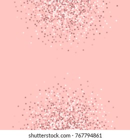 Pink gold glitter. Abstract half circles with pink gold glitter on pink background. Bizarre Vector illustration.