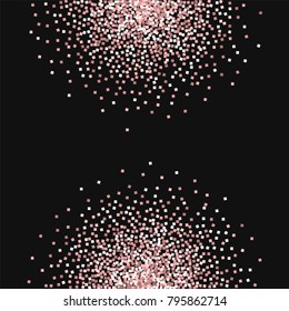 Pink gold glitter. Abstract half circles on black background. Fetching vector illustration.