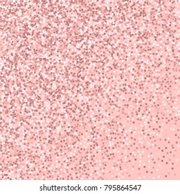 Pink gold glitter. Abstract scatter on pink background. Impressive vector illustration.
