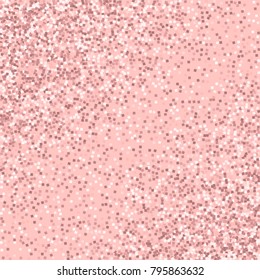 Pink gold glitter. Abstract scattered pattern on pink background. Surprising vector illustration.