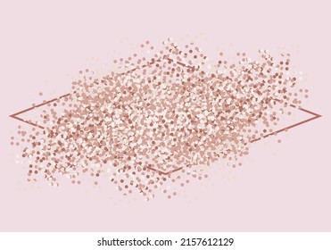 Pink gold glitter background for wedding card, gift certificate, voucher, present. Vector illustration.