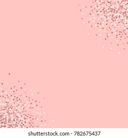 Pink gold glitter. Circular corners on pink background. Cool vector illustration.