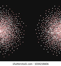 Pink gold glitter. Half circles on black background. Interesting vector illustration.