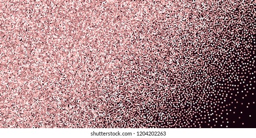 Pink gold glitter luxury sparkling confetti. Scattered small gold particles on red maroon background. Captivating festive overlay template. Bold vector illustration.