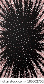 Pink gold glitter luxury sparkling confetti. Scattered small gold particles on black background. Divine festive overlay template. Overwhelming vector background.