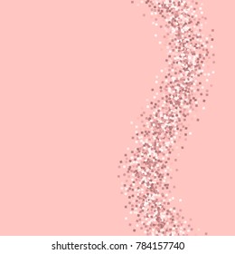 Pink gold glitter. Right wave on pink background. Captivating vector illustration.