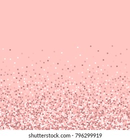 Pink gold glitter. Scatter bottom gradient on pink background. Interesting vector illustration.