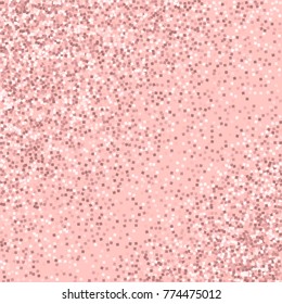 Pink gold glitter. Scatter pattern on pink background. Memorable vector illustration.