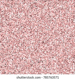 Pink gold glitter. Scattered pattern on black background. Ideal vector illustration.