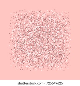 Pink gold glitter. Square frame on pink background. Radiant vector illustration.